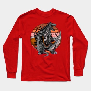 Attacking dinosaur with sun in the background Long Sleeve T-Shirt